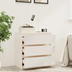 vidaXL Mesita de noche madera maciza de mango 60x36x64 cm Blanco Discount