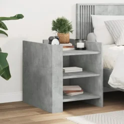 vidaXL Mesita de noche madera de ingeniería gris hormigón 45x50x50 cm Gris hormig&oacute;n Hot