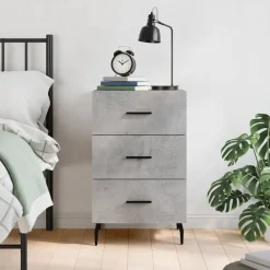 vidaXL Mesita de noche madera de ingeniería gris hormigón 40x40x66 cm Gris hormig&oacute;n Discount