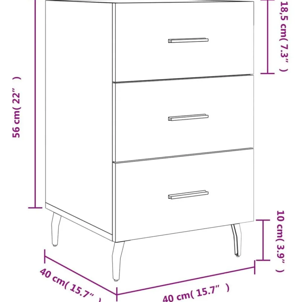 vidaXL Mesita de noche madera de ingeniería gris hormigón 40x40x66 cm Gris hormigón Discount