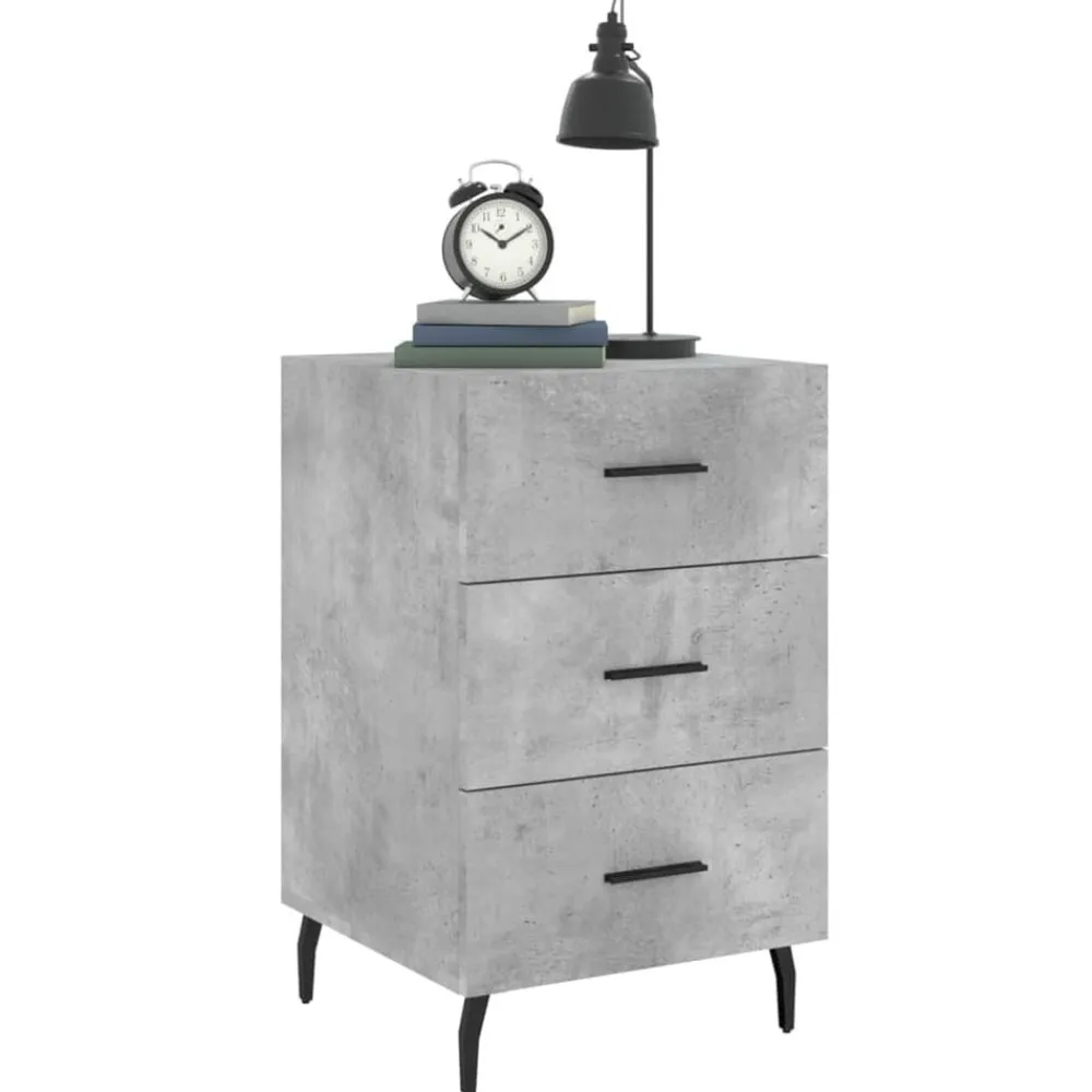 vidaXL Mesita de noche madera de ingeniería gris hormigón 40x40x66 cm Gris hormigón Discount