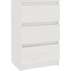 vidaXL Mesita de noche madera maciza de pino blanca 40x29,5x64 cm Blanco Clearance