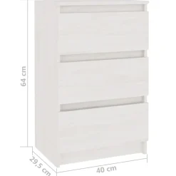 vidaXL Mesita de noche madera maciza de pino blanca 40x29,5x64 cm Blanco Clearance