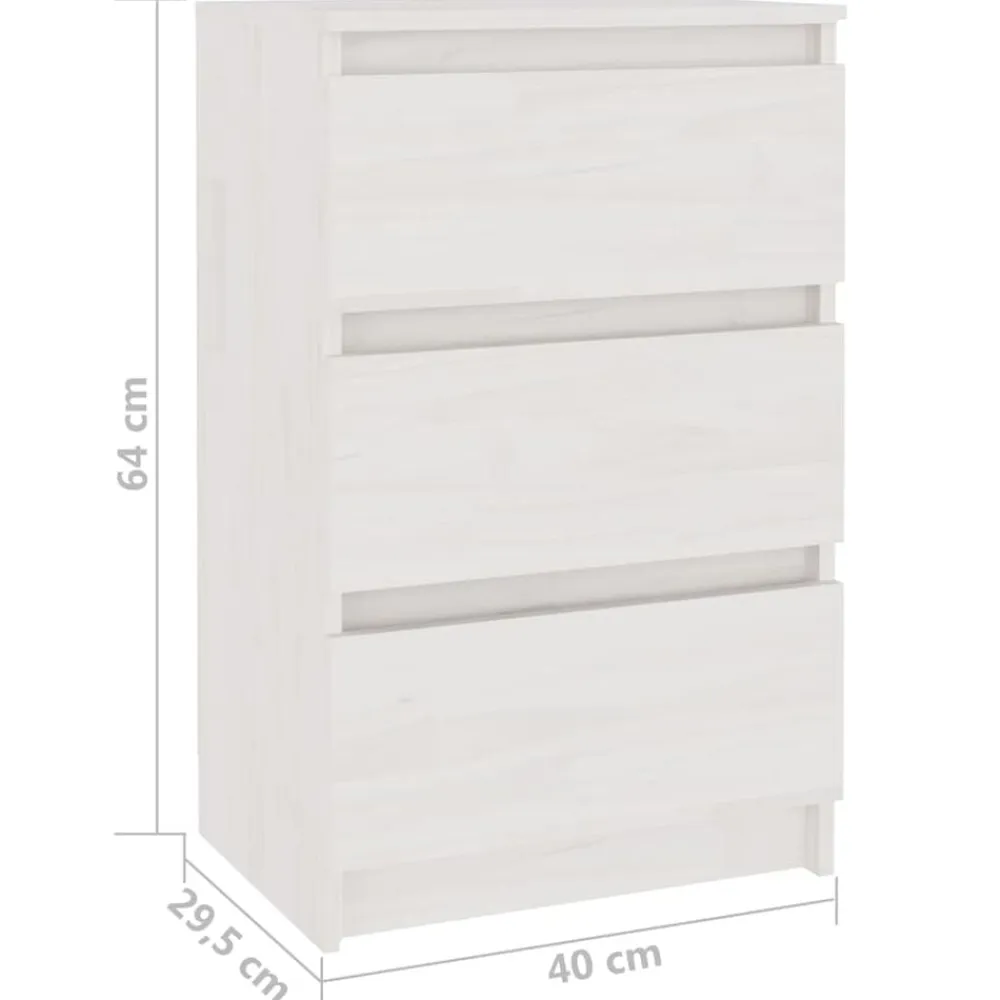vidaXL Mesita de noche madera maciza de pino blanca 40x29,5x64 cm Blanco Clearance
