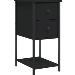 vidaXL Mesita de noche madera de ingeniería 32x42x70 cm Negro Discount
