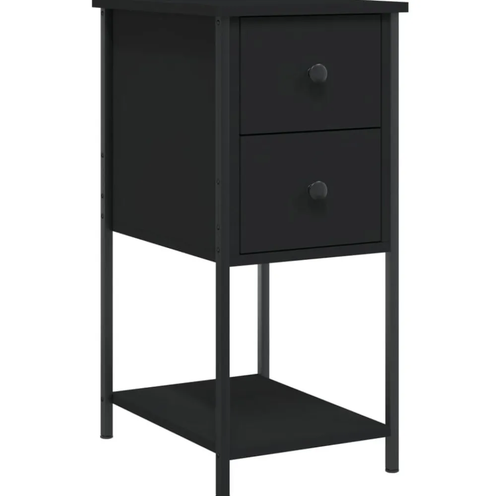 vidaXL Mesita de noche madera de ingeniería 32x42x70 cm Negro Discount