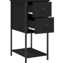 vidaXL Mesita de noche madera de ingeniería 32x42x70 cm Negro Discount