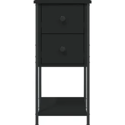 vidaXL Mesita de noche madera de ingeniería 32x42x70 cm Negro Discount