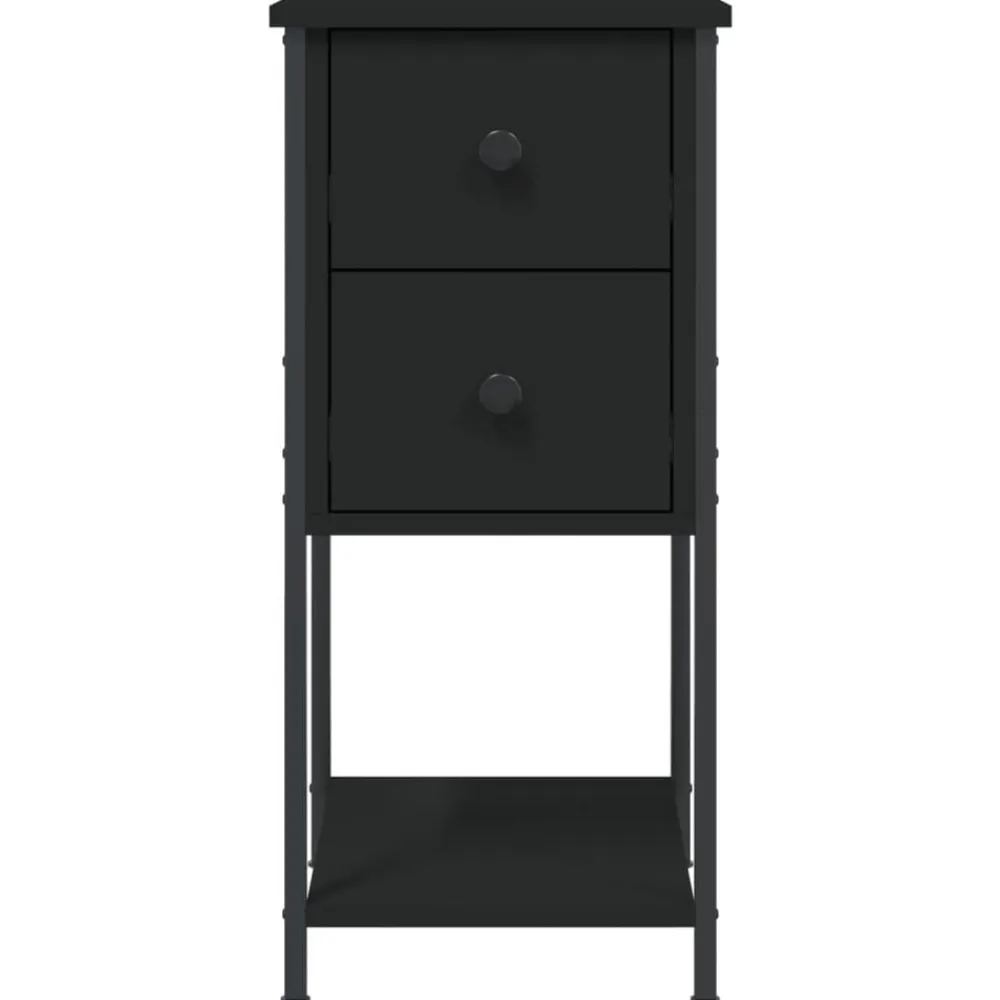 vidaXL Mesita de noche madera de ingeniería 32x42x70 cm Negro Discount