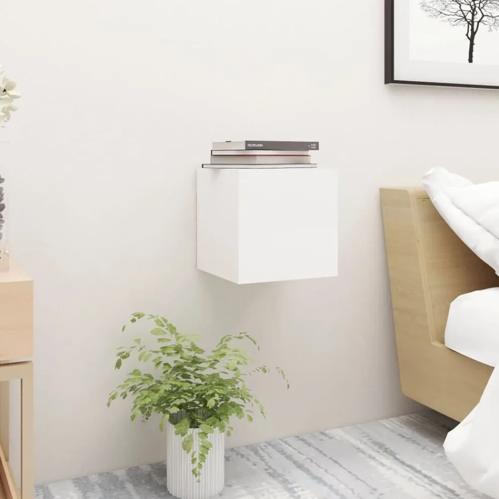 vidaXL Mesita de noche madera de ingeniería blanca 30,5x30x30 cm Blanco Sale