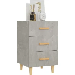vidaXL Mesas-Mesita de noche madera de ingeniería gris hormigón 40x40x66 cm