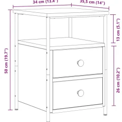 vidaXL Mesita de noche madera ingeniería 34x35,5x50 cm Roble artisan Online