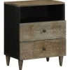 vidaXL Mesita de noche madera maciza de mango gris claro 50x33x60 cm Discount