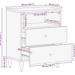 vidaXL Mesita de noche madera maciza de mango gris claro 50x33x60 cm Discount
