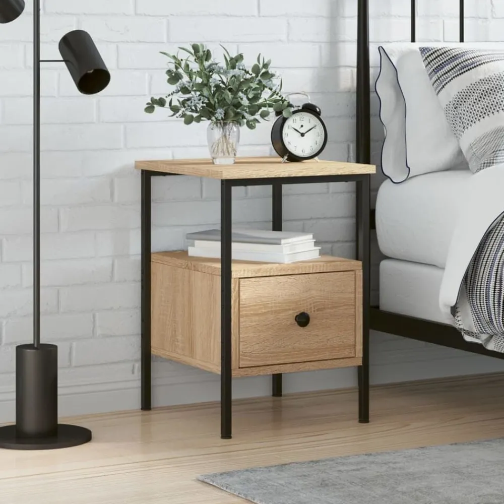 vidaXL Mesita de noche madera de ingeniería 34x36x50 cm Roble Sonoma Online