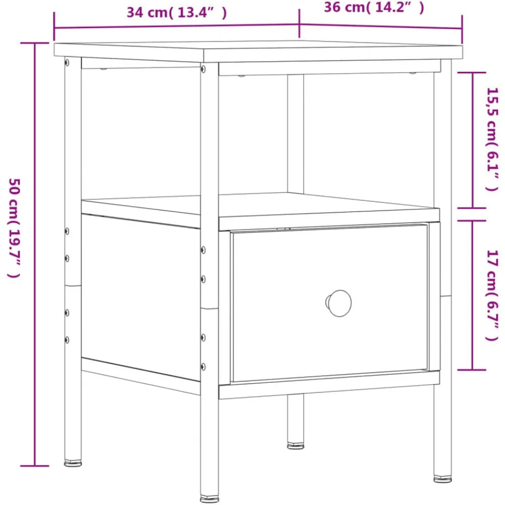 vidaXL Mesita de noche madera de ingeniería 34x36x50 cm Roble Sonoma Online