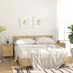 vidaXL Mesas-Mesita de noche madera maciza pino marrón y ratán natural