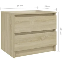 vidaXL Mesita de noche madera contrachapada 50x39x43,5 cm Roble Sonoma New