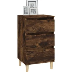 vidaXL Mesita de noche madera contrachapada 40x35x70 cm Roble ahumado Discount