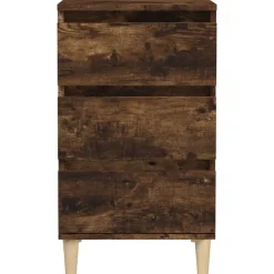 vidaXL Mesita de noche madera contrachapada 40x35x70 cm Roble ahumado Discount