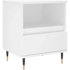 vidaXL Mesita de noche madera contrachapada 40x35x50 cm Blanco New