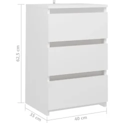 vidaXL Mesita de noche madera de ingeniería 40x35x62,5 cm Blanco Outlet