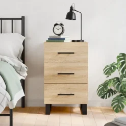 vidaXL Mesita de noche madera de ingeniería 40x40x66 cm Roble Sonoma Outlet