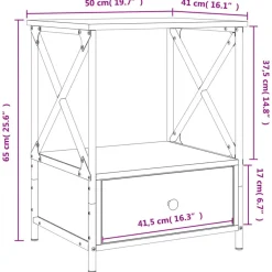 vidaXL Mesita de noche madera de ingeniería marrón roble 50x41x65 cm Marrón roble New