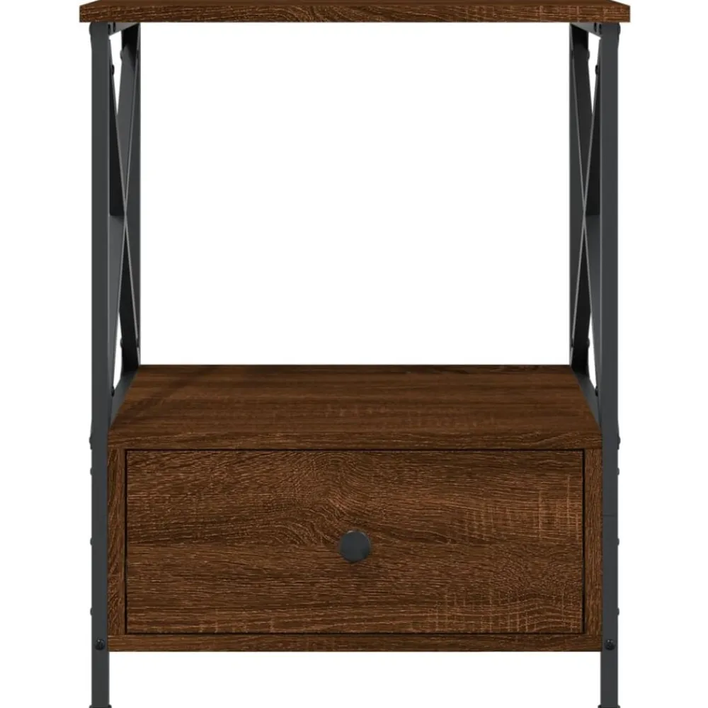 vidaXL Mesita de noche madera de ingeniería marrón roble 50x41x65 cm Marrón roble New