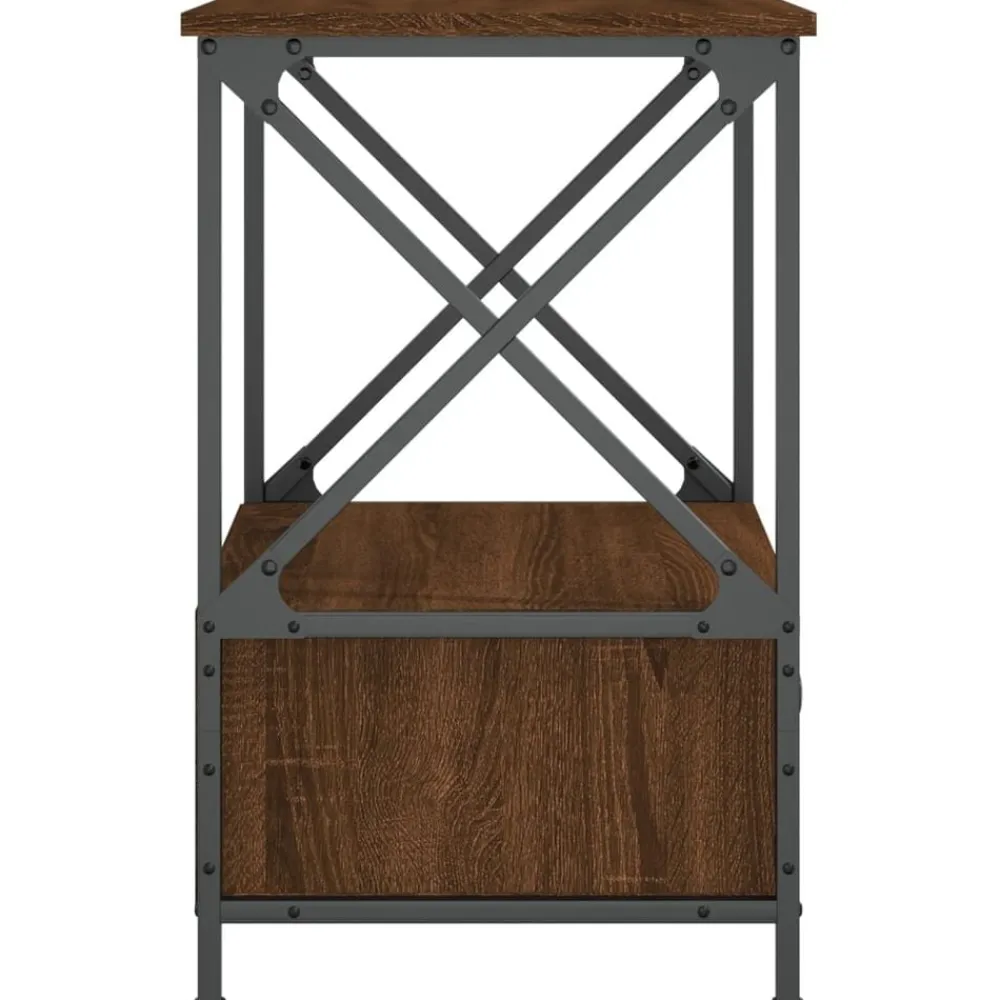 vidaXL Mesita de noche madera de ingeniería marrón roble 50x41x65 cm Marrón roble New