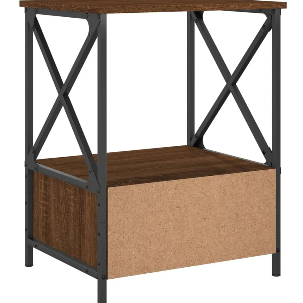 vidaXL Mesita de noche madera de ingeniería marrón roble 50x41x65 cm Marrón roble New