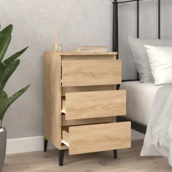 vidaXL Mesita de noche madera contrachapada 40x35x70 cm Roble Sonoma Best