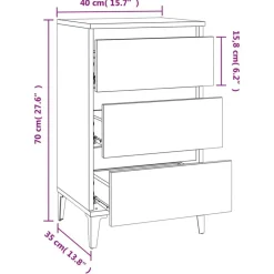 vidaXL Mesita de noche madera contrachapada 40x35x70 cm Roble Sonoma Best