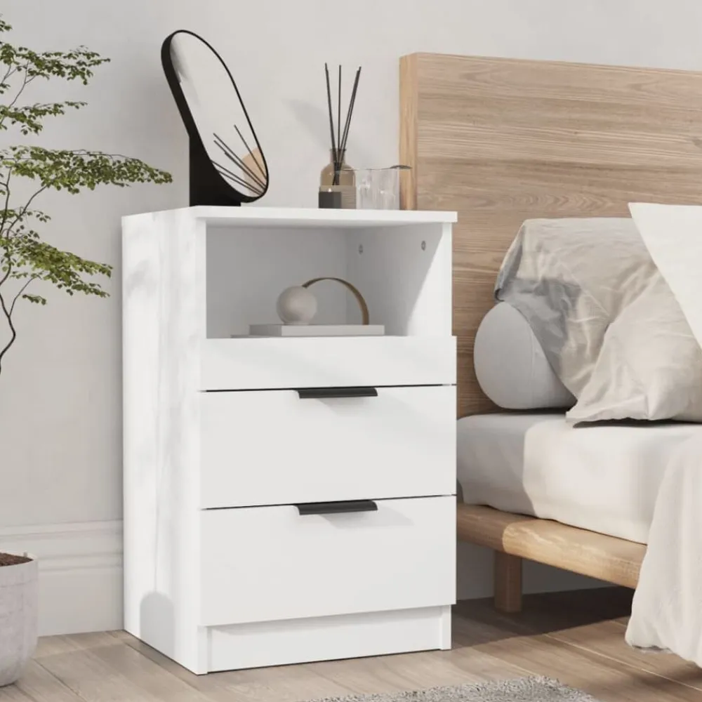 vidaXL Mesita de noche madera contrachapada Blanco Hot