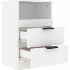 vidaXL Mesita de noche madera contrachapada Blanco Hot