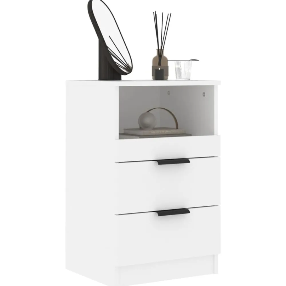 vidaXL Mesita de noche madera contrachapada Blanco Hot
