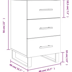 vidaXL Mesas-Mesita de noche madera de ingeniería gris hormigón 40x40x66 cm