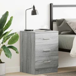 vidaXL Mesita de noche madera contrachapada 38x35x56 cm Gris sonoma Online