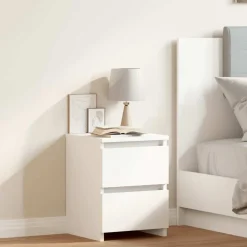vidaXL Mesita de noche madera contrachapada 30x30x40 cm Blanco Best