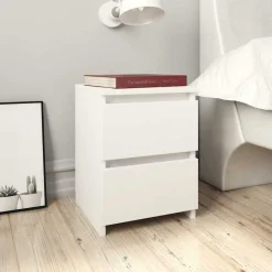 vidaXL Mesita de noche madera contrachapada 30x30x40 cm Blanco Best