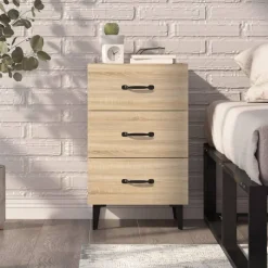 vidaXL Mesita de noche madera de ingeniería 40x40x66 cm Roble Sonoma Clearance