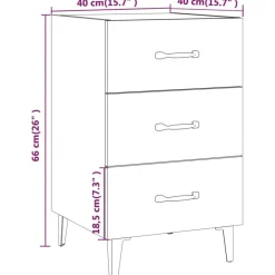 vidaXL Mesita de noche madera de ingeniería 40x40x66 cm Roble Sonoma Clearance
