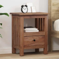 vidaXL Mesita de Noche Marrón 41 x 30 x 50 cm Madera de Caoba Sólida Clearance