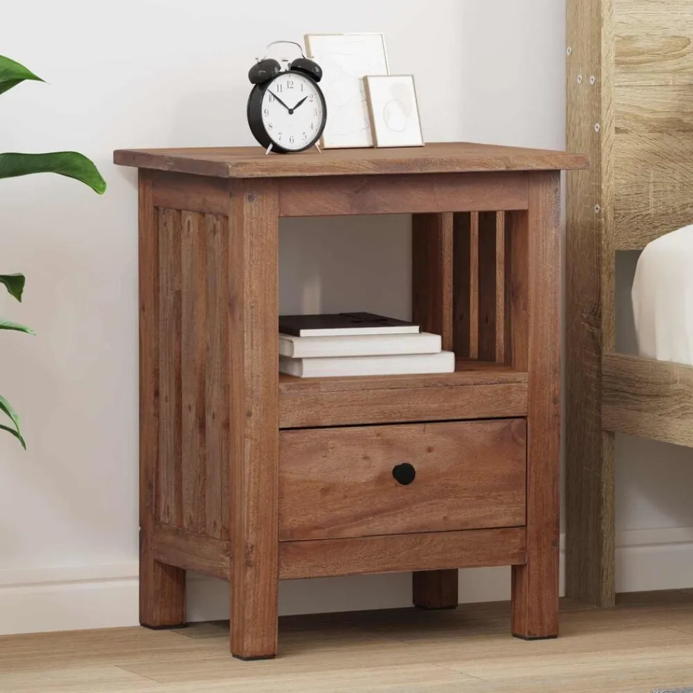 vidaXL Mesita de Noche Marrón 41 x 30 x 50 cm Madera de Caoba Sólida Clearance