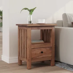 vidaXL Mesita de Noche Marrón 41 x 30 x 50 cm Madera de Caoba Sólida Clearance