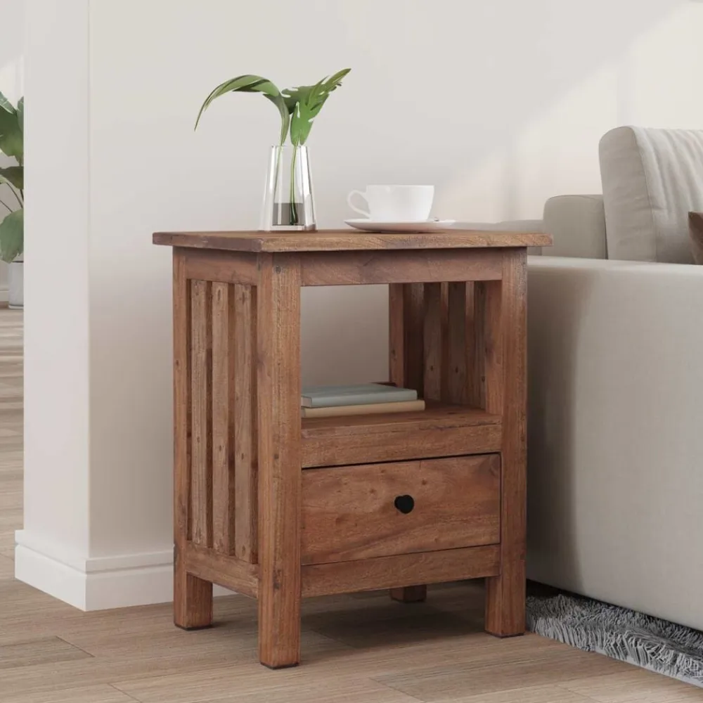 vidaXL Mesita de Noche Marrón 41 x 30 x 50 cm Madera de Caoba Sólida Clearance