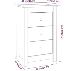 vidaXL Mesas-Mesita de noche madera maciza de pino 40x35x61,5 cm