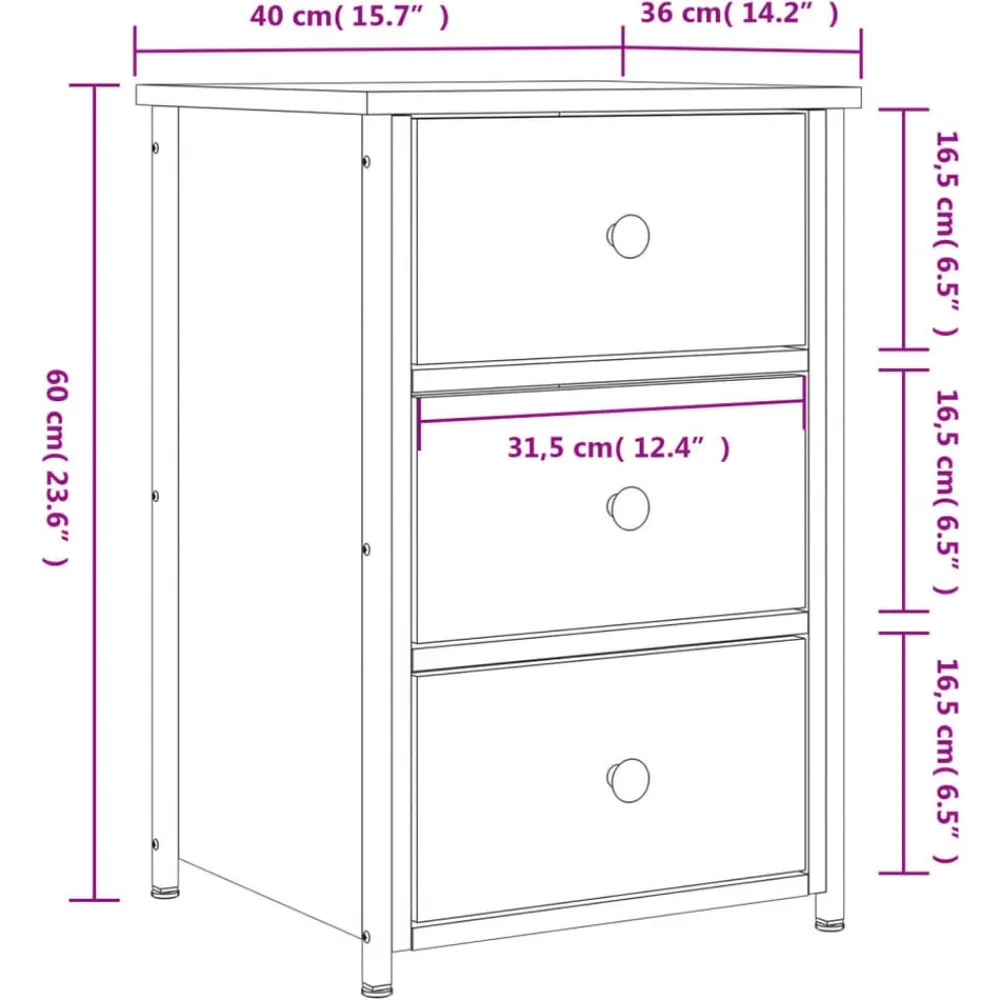 vidaXL Mesita de noche madera de ingeniería 40x36x60 cm Roble Sonoma Clearance