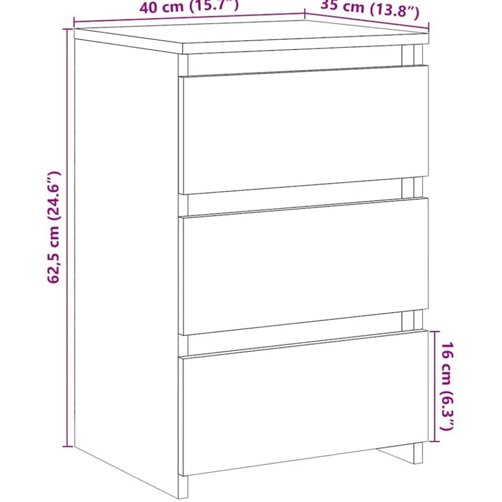 vidaXL Mesas-Mesita de noche madera de ingeniería 40x35x62,5cm