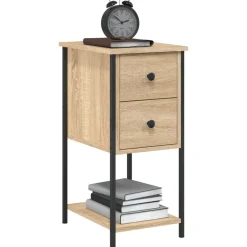 vidaXL Mesita de noche madera de ingeniería 32x42x70 cm Roble Sonoma Online